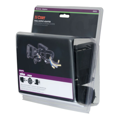 CURT 57672 - Dual-Output Electrical Adapter (Adds 7-Way RV Blade to 4-Way Flat)