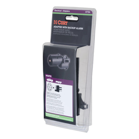 CURT 57724 - Adapter with Backup Alarm (7-Way RV Blade Vehicle to 4-Way Flat Trailer)