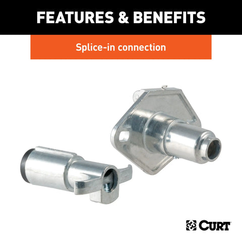 CURT 58093 - Vehicle-Side and Trailer-Side 6-Pin Round Wiring Harness Connectors