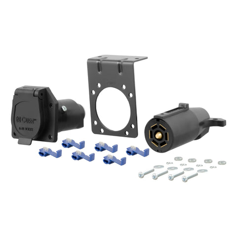 CURT 58152 - 7-Way RV Blade Connector Plug/Socket with Hardware (Packaged)