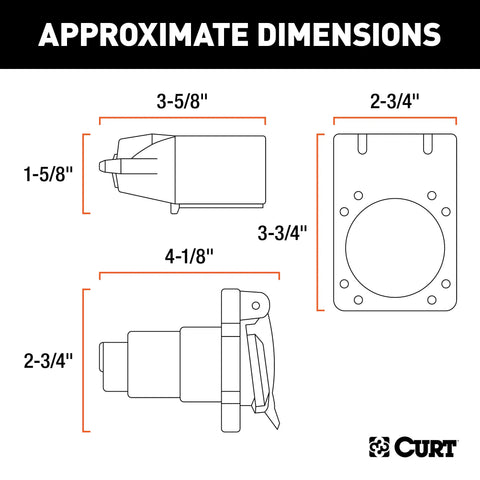 CURT 58152 - 7-Way RV Blade Connector Plug/Socket with Hardware (Packaged)