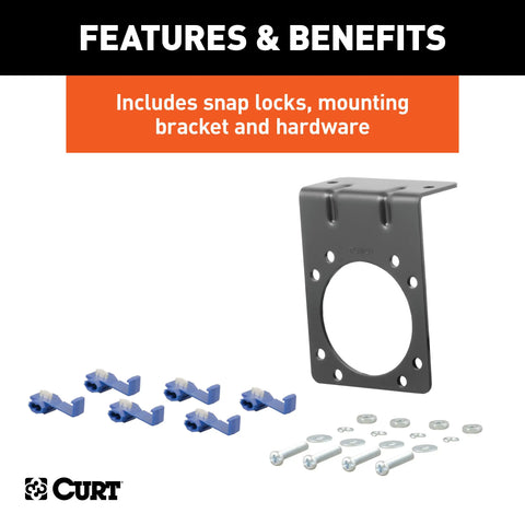 CURT 58152 - 7-Way RV Blade Connector Plug/Socket with Hardware (Packaged)