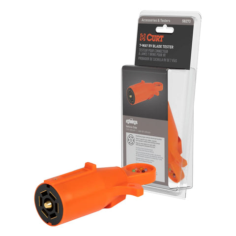 CURT 58273 - 7-Pin RV Blade Trailer Wiring Towing Vehicle Socket Tester Orange