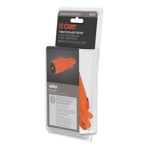 CURT 58273 - 7-Pin RV Blade Trailer Wiring Towing Vehicle Socket Tester Orange