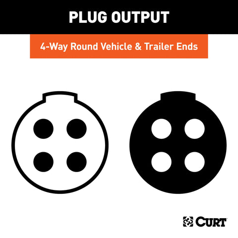 CURT 58671 - Vehicle-Side and Trailer-Side 4-Pin Round Wiring Harness Connectors