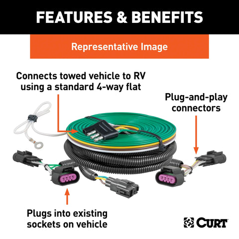CURT 58901 - Custom Towed-Vehicle RV Wiring Harness Select Honda CR-V