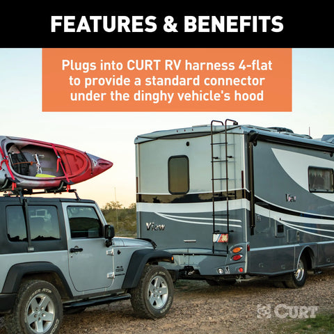 CURT 58980 - Dinghy Towing Electrical Adapter (4-Way Flat Vehicle to 7-Way RV Blade)