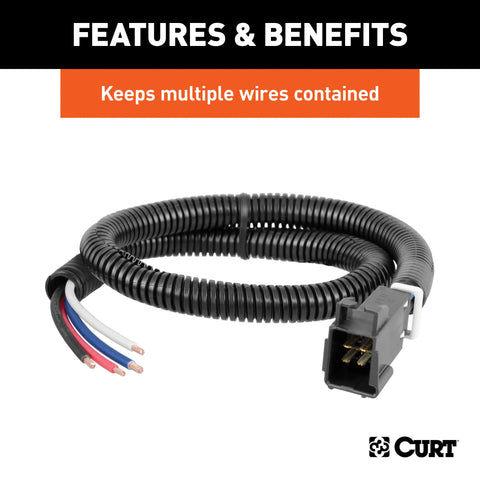 CURT 59826 - 1/2in. x 25ft. Convoluted Slit Loom Tubing