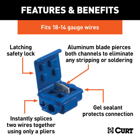 CURT 59956 - Snap Lock Tap Connectors with Gel Sealant (18-14 Wire Gauge 100-Pack)