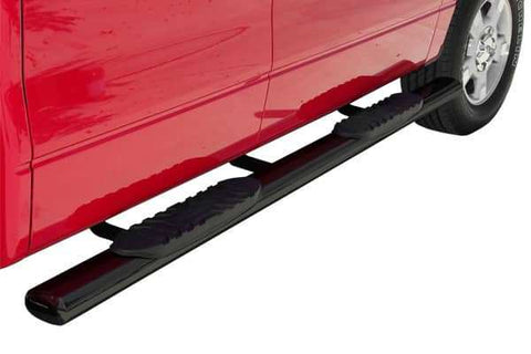 TrailFX A7031B - 5 Inch Oval Straight Powder Coated Black Steel Rocker Panel Mount Crew Cab Pickup