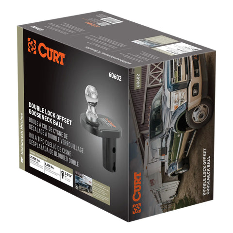 CURT 60602 - Double Lock 2-5/16in. Offset Gooseneck Ball (4in. Rearward Offset)