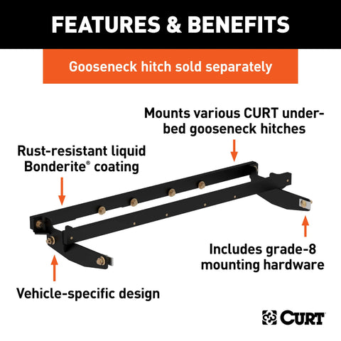 CURT 60604 - Double Lock Gooseneck Installation Brackets Select Silverado Sierra 2500 3500