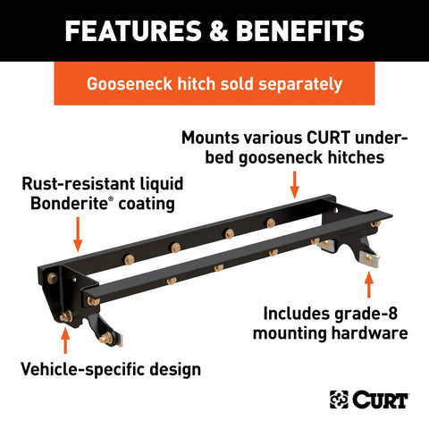 CURT 60649 - Double Lock Gooseneck Installation Brackets Fits Select Ford F-150
