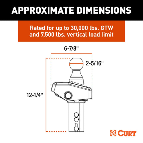 CURT 60654 - RockerBall 2-5/16-Inch Cushion Hitch Gooseneck Ball 30000 lbs