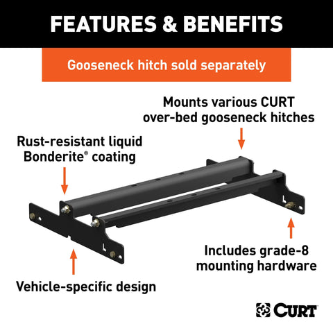 CURT 61509 - Over-Bed Gooseneck Installation Brackets Select Dodge Ram 1500 2500 3500