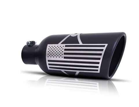 Gibson Performance Exhaust 71-1012 Patriot Flag Rolled Edge Angle Tip Black Ceramic