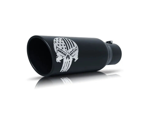Gibson Performance Exhaust 76-1008 Patriot Skull Rolled Edge Angle Tip Black Ceramic