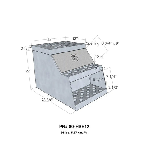 Westin 80-HSB12 - Brute HD Step Tool Box Polished Aluminum L 12 in. x W 28 3/8 H 22