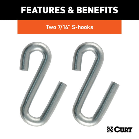 CURT 80030 - 48in. Safety Chain with 2 S-Hooks (5000 lbs Clear Zinc)