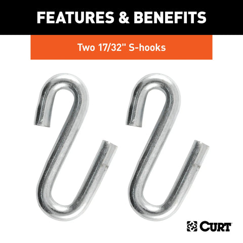 CURT 80301 - 48in. Safety Chain with 2 S-Hooks (7000 lbs Clear Zinc)