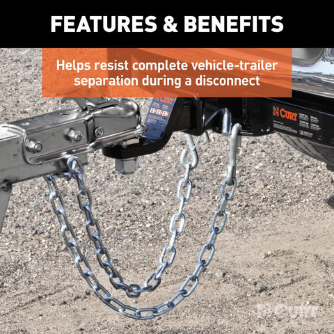 CURT 80312 - 27in. Safety Chain with 1 Snap Hook (2000 lbs Clear Zinc)
