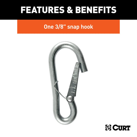 CURT 80312 - 27in. Safety Chain with 1 Snap Hook (2000 lbs Clear Zinc)
