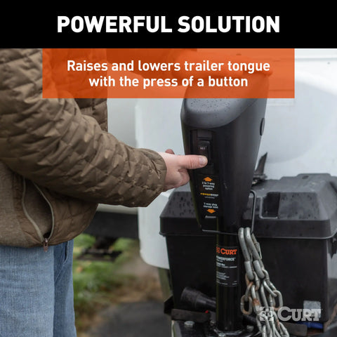 CURT 813748 - Lippert Power Stance Electric Trailer Tongue Jack 3500 lbs