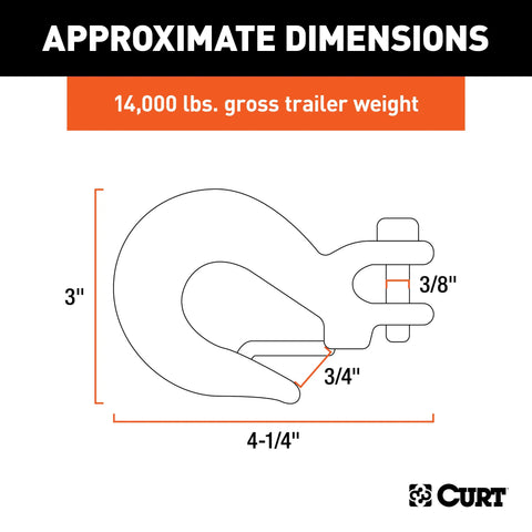 CURT 81550 - 5/16in. Safety Latch Clevis Hook (14000 lbs Pin)