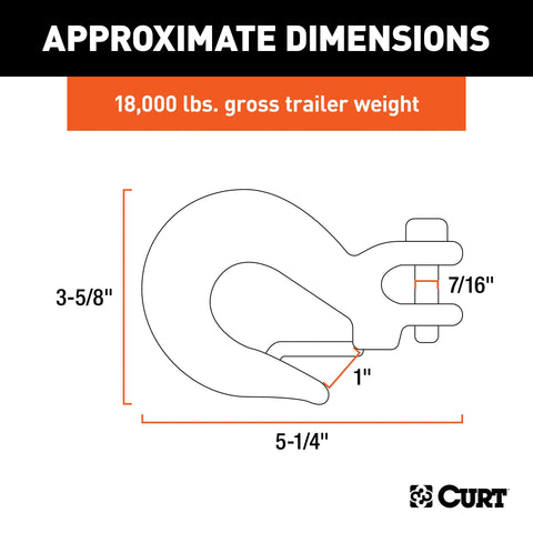 CURT 81560 - 3/8in. Safety Latch Clevis Hook (18000 lbs Pin)