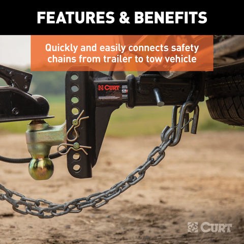 CURT 81820 - 7/16-Inch Certified Trailer Safety Chain S-Hook with Latch 5000 lbs