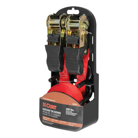 CURT 83001 - 10ft. Red Cargo Straps with S-Hooks (500 lbs 2-Pack)