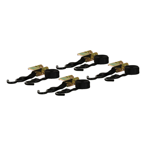 CURT 83010 - 16ft. Black Cargo Straps with S-Hooks (500 lbs 4-Pack)