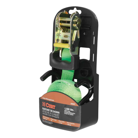 CURT 83027 - 16ft. Lime Green Cargo Strap with S-Hooks (1100 lbs.)