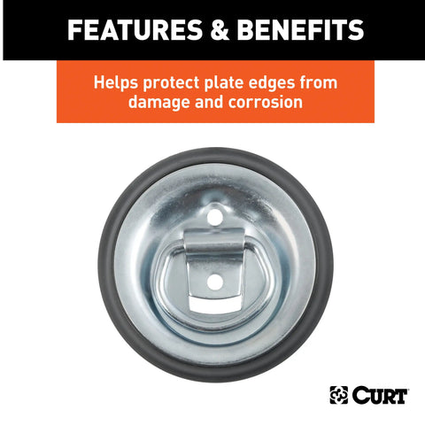CURT 83720 - 3-Inch Black Plastic Tie Down Anchor Backing Plate Trim Ring