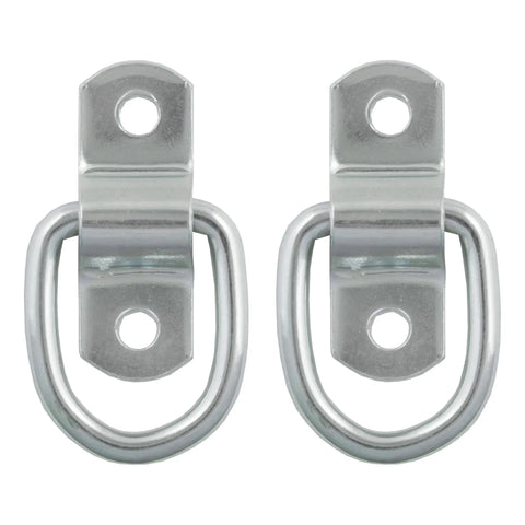 CURT 83731 - 1in. x 1-1/4in. Surface-Mounted Tie-Down D-Rings (1200 lbs Clear Zinc 2-Pack)