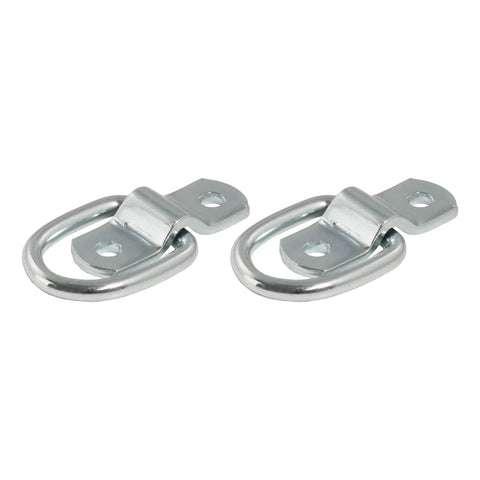 CURT 83731 - 1in. x 1-1/4in. Surface-Mounted Tie-Down D-Rings (1200 lbs Clear Zinc 2-Pack)
