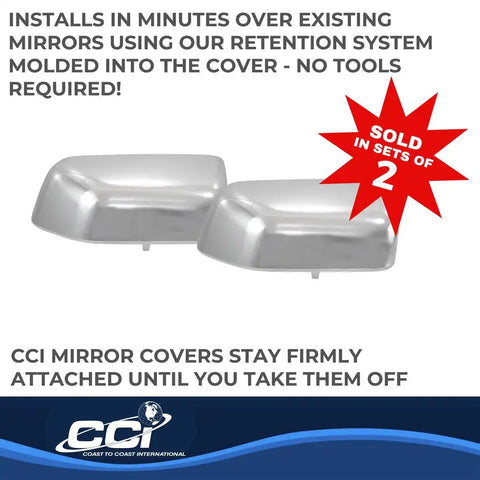 Coast To CCIMC67525R Top Half Tow Mirror Cover Replacement Chrome Plated ABS Plastic Set Of 2