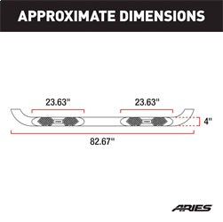 ARIES AL235041 - Big Step 4 Black Aluminum Round Side Bars, Select Dodge, Ram 1500, 2500, 3500