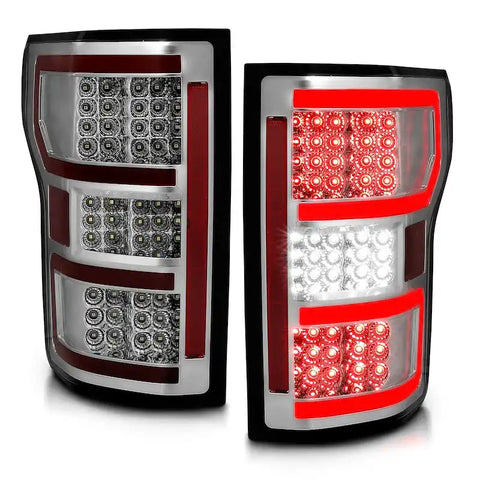 ANZO USA 321340 Tail Light Assembly LED Clear Lens Chrome Housing Clear Red Bulbs Set Of 2