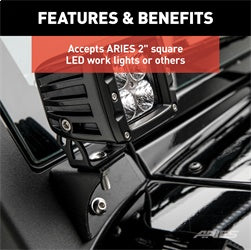 ARIES AR15800 - Jeep Wrangler JK Windshield Light Brackets, LEDs Sold Separately