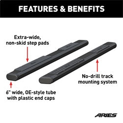 ARIES B2885 - 6 x 85 Black Aluminum Oval Side Bars (No Brackets)