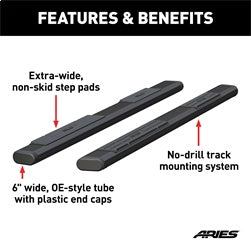 ARIES B2891 - 6 x 91 Black Aluminum Oval Side Bars (No Brackets)