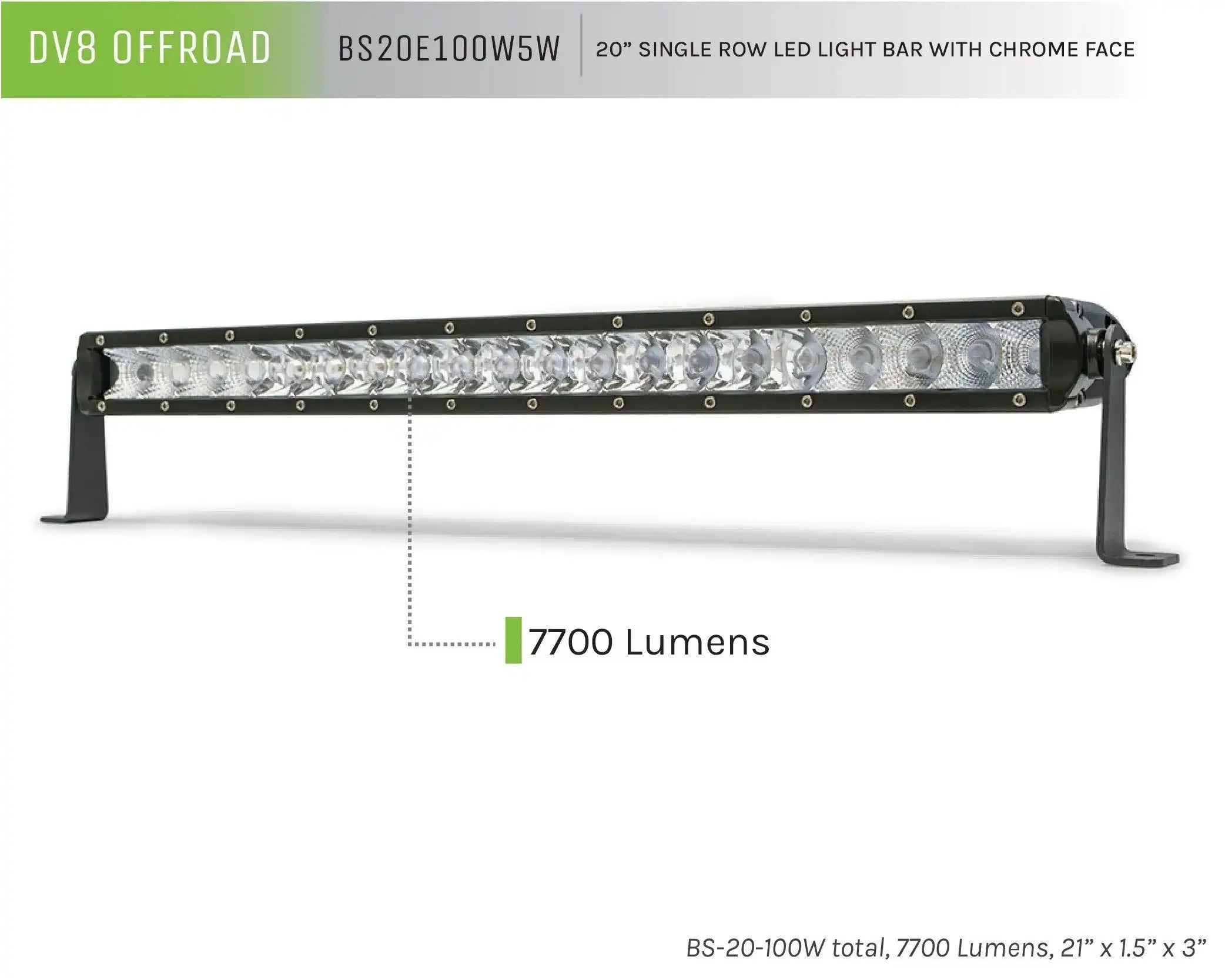 DV8 Offroad BS20E100W5W 20 inch single row LED light bar with black housing