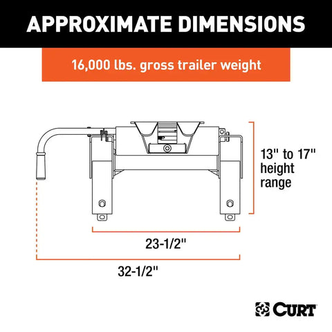 CURT 16115 E16 5th Wheel Hitch, 16,000 lbs