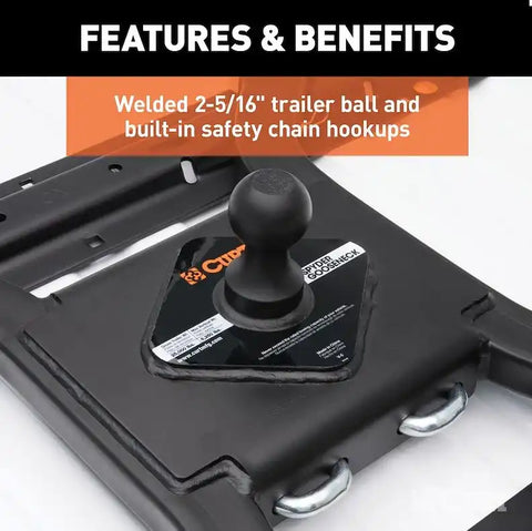 CURT 16085 Spyder 5th Wheel Rail Gooseneck Hitch with 2-5/16 Ball, 25K