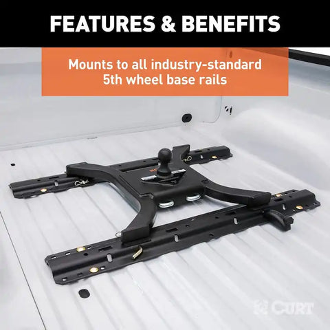 CURT 16085 Spyder 5th Wheel Rail Gooseneck Hitch with 2-5/16 Ball, 25K