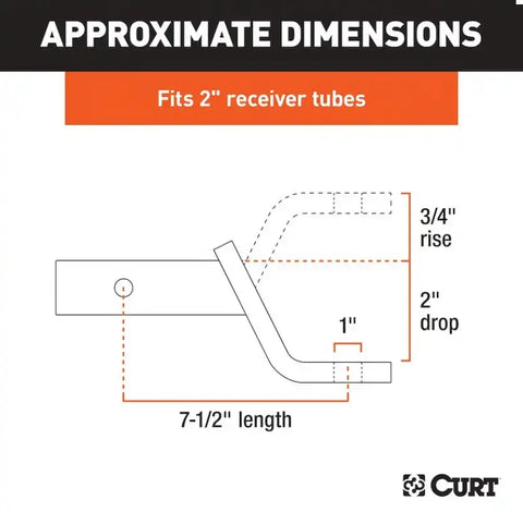 CURT 45033 Class 3 Ball Mount with Pin (2 Shank, 7,500 lbs., 2 Drop, 7-1/2 Long, in Bag)