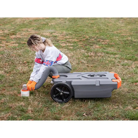 Camco 39002 Portable Waste Holding Tank Rhino , Tote Tanks 21 Gallon 2 Wheel Design Blow-Molded Polyethylene