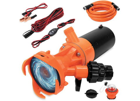 Camco 39040 Rhino Macerator Pump Kit – 12V RV Sewer Waste Pump System with Accessories