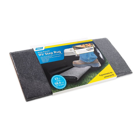 Camco 42935 Camco 42935 Entry Step Rug Wrap Around Hook and Spring 23 Inch Width x 22 Length Grey Carpet